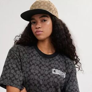 Coach Signature Jacquard Flat Brim Hat